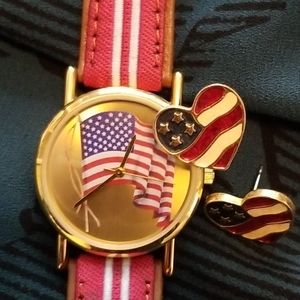 Valdawn Flag Watch and Americana Earrings